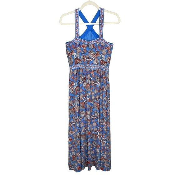 Boden Halterneck Jersey Maxi Dress Blue Paisley Floral Print NWT - Picture 3 of 16